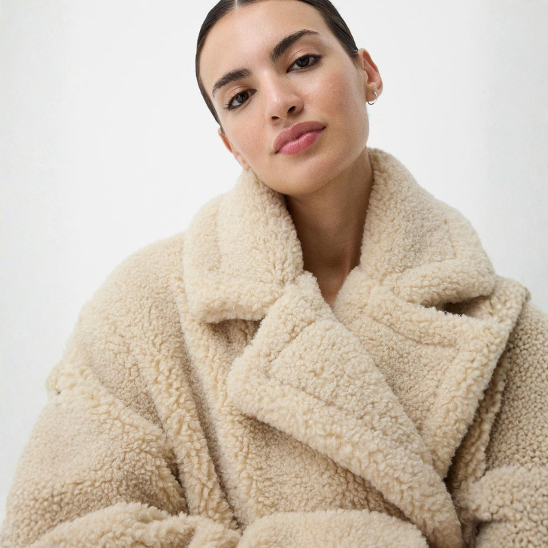 Warm Women's Faux Fur Double Breasted Coat