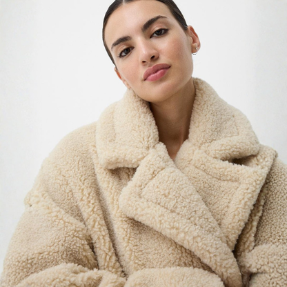 Warm Women's Faux Fur Double Breasted Coat