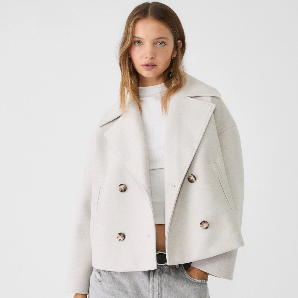 Tiffany | Women's Plus Size Wool Trench Coat - OutfitLondon