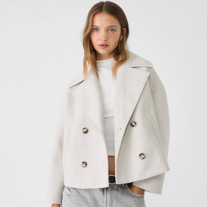 Tiffany | Women's Plus Size Wool Trench Coat - OutfitLondon