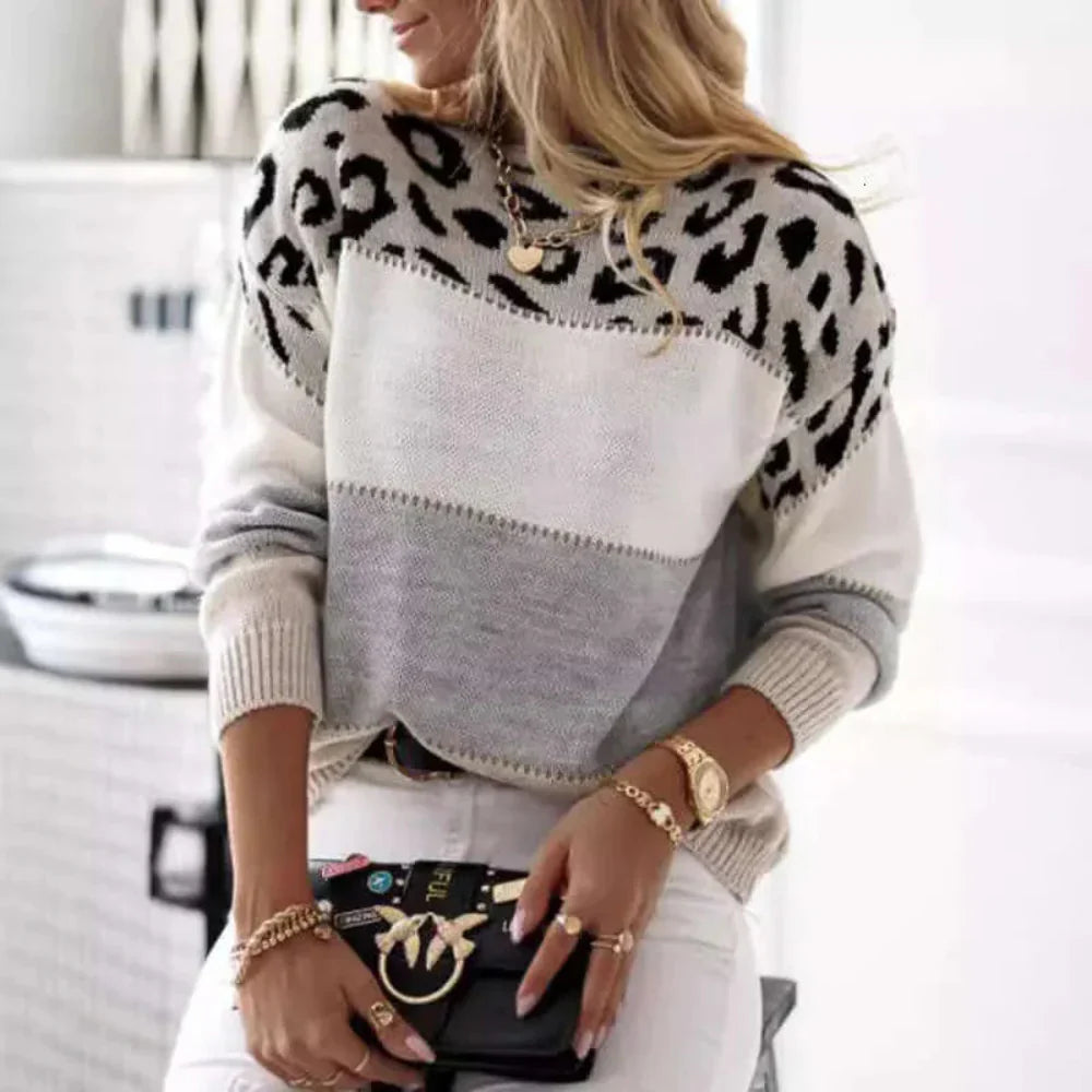 Women's Colorful Knitted Crew Sweater