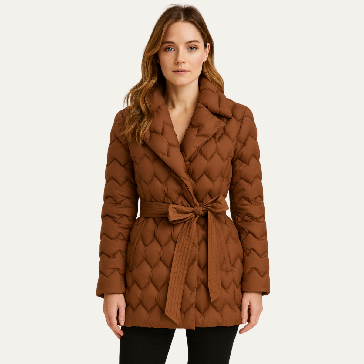 Warm Women's Padded Parka Jacket with Belt - OutfitLondon