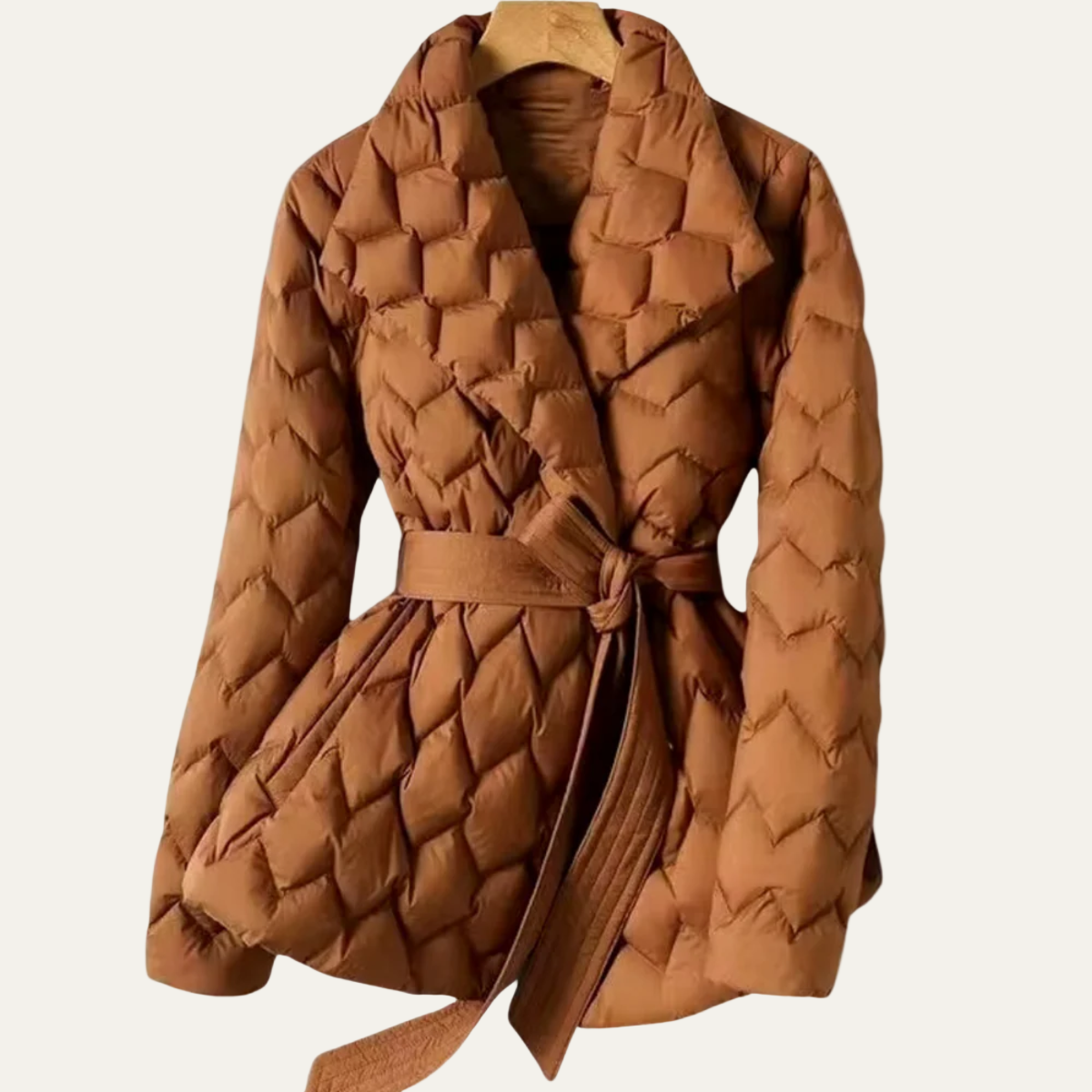 Warm Women's Padded Parka Jacket with Belt