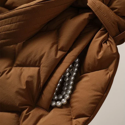 Warm Women's Padded Parka Jacket with Belt