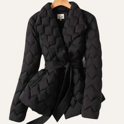Warm Women's Padded Parka Jacket with Belt
