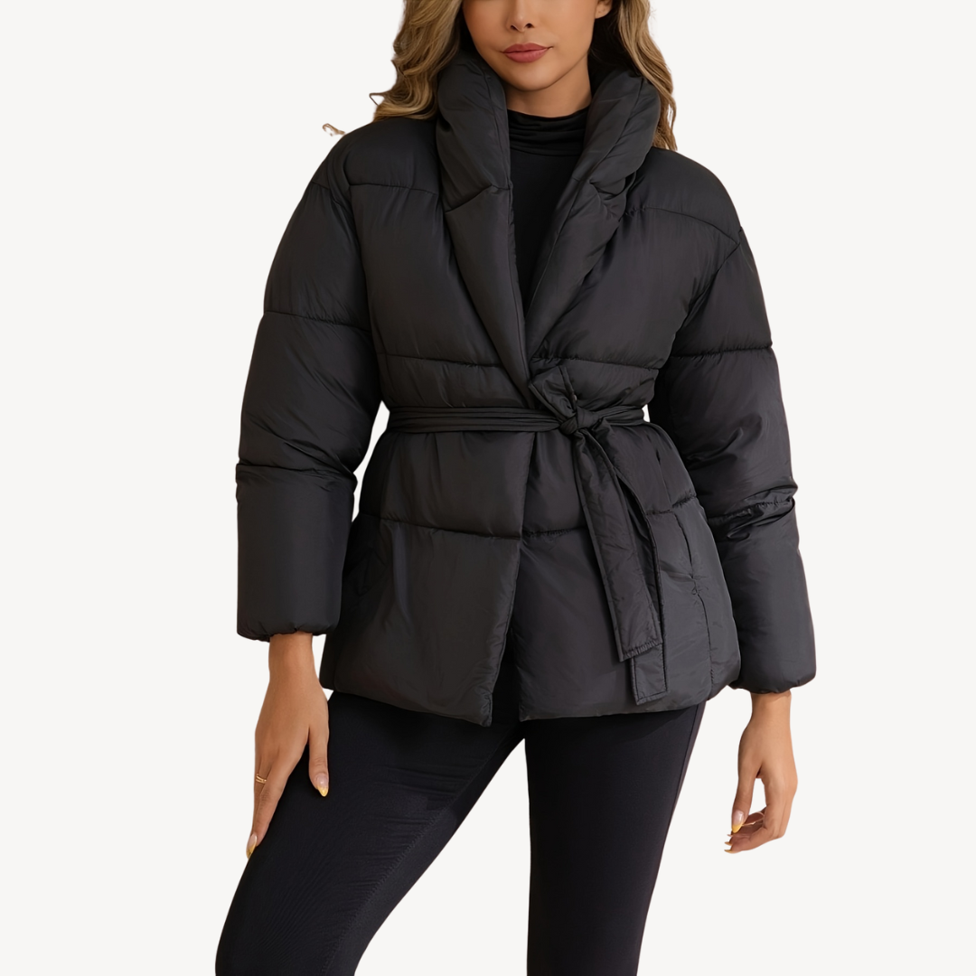 Ladies Warm Black Puffy Coat - OutfitLondon