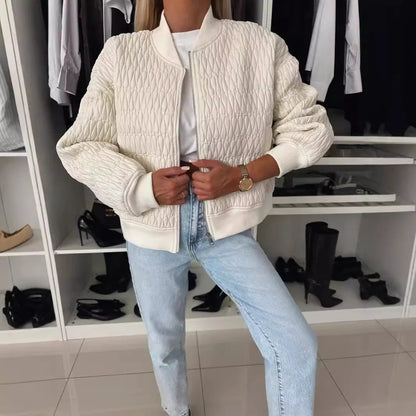 Women's Padded Zip Up Winter Coat with Quilted Design - OutfitLondon