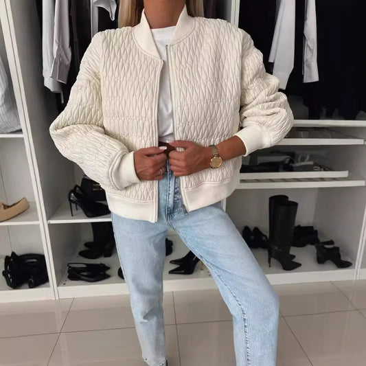 Women's Padded Zip Up Winter Coat with Quilted Design - OutfitLondon
