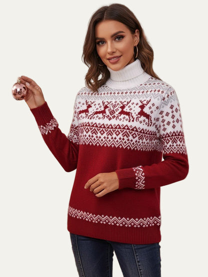 Classic Knit Christmas Turtleneck Sweater - OutfitLondon