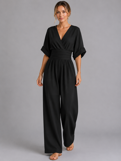 Women's Casual Wide Leg Jumpsuit with Cinched Waist