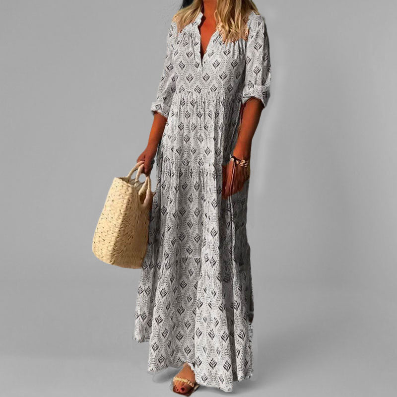 Women's Elegant Flower Print Maxi Dress