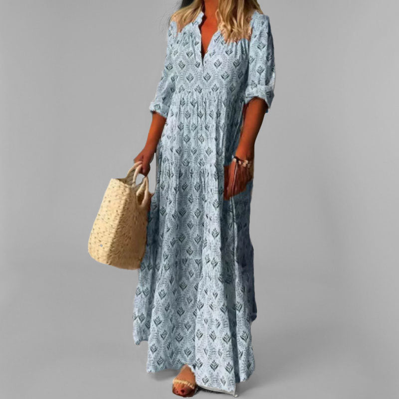 Women's Elegant Flower Print Maxi Dress