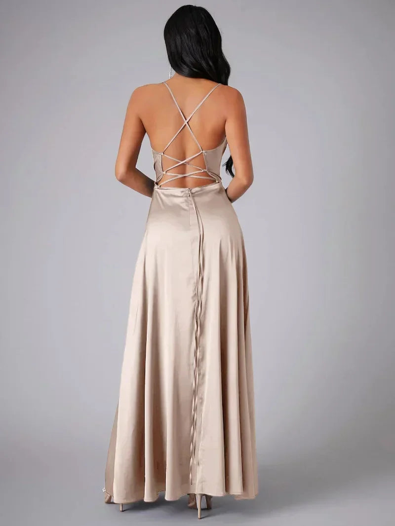 Women's Elegant Satin Maxi Dress