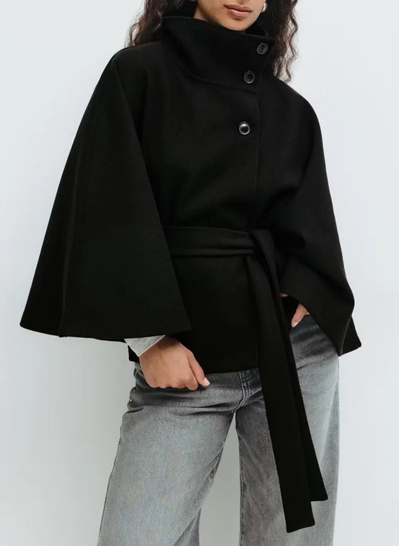 Ladies Classic Wrap Cape Coat - OutfitLondon
