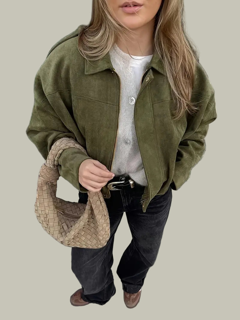 Ladies Large Fit Crop Bomber Jacket