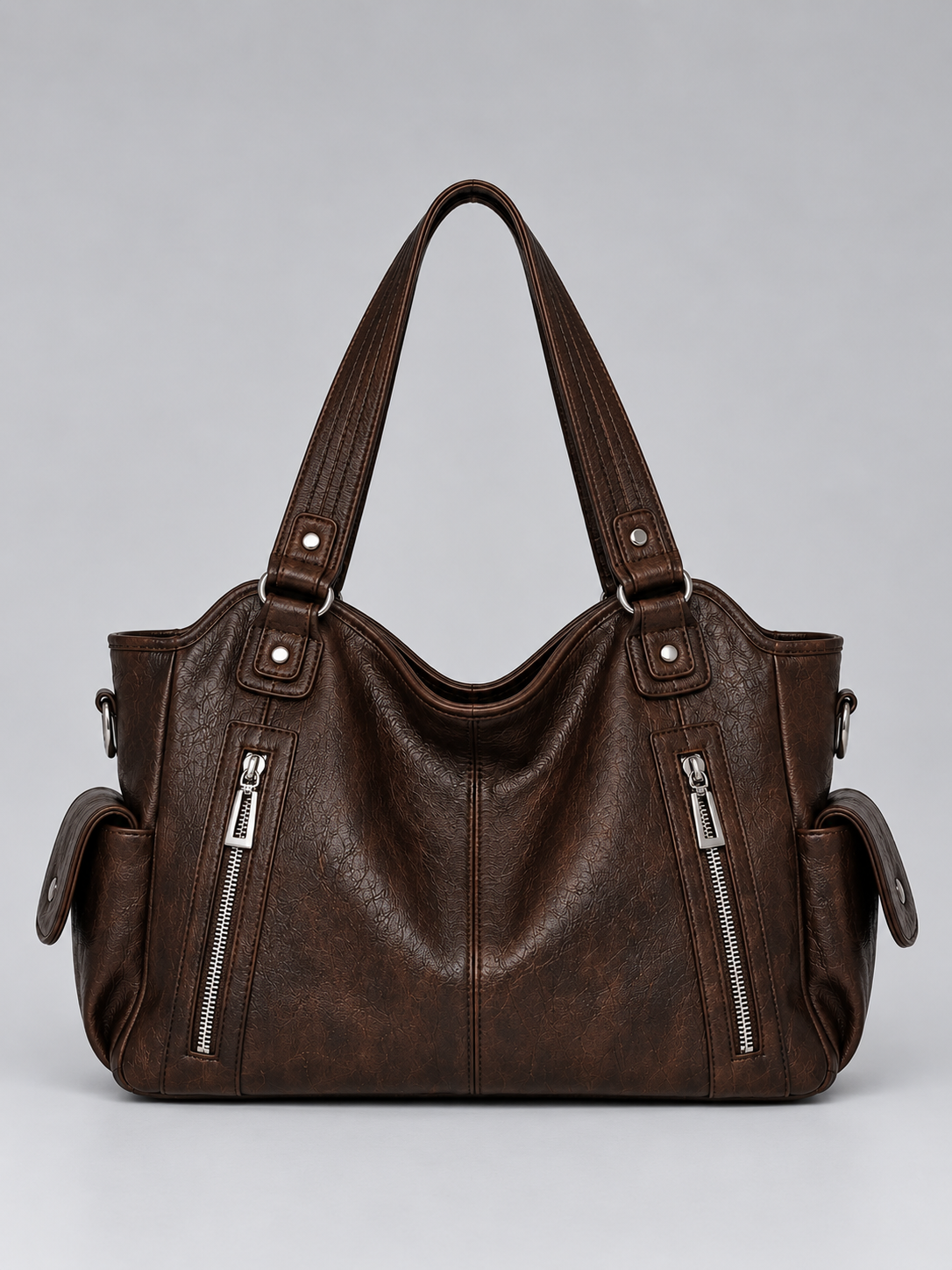 Women's Spacious Multi Pocket Leather Tote Handbag