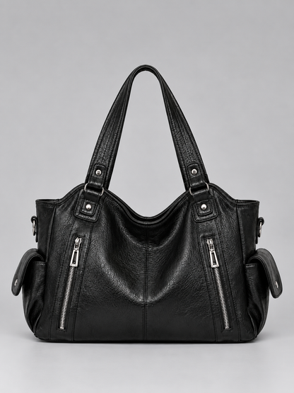 Women's Spacious Multi Pocket Leather Tote Handbag