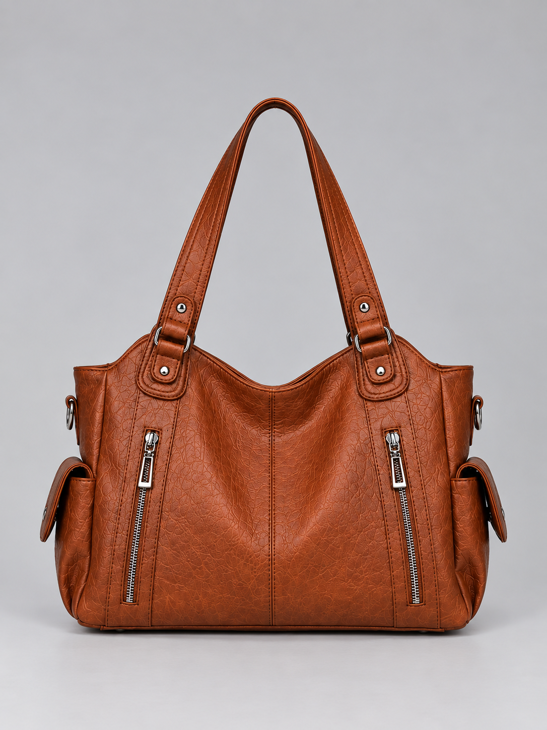 Women's Spacious Multi Pocket Leather Tote Handbag