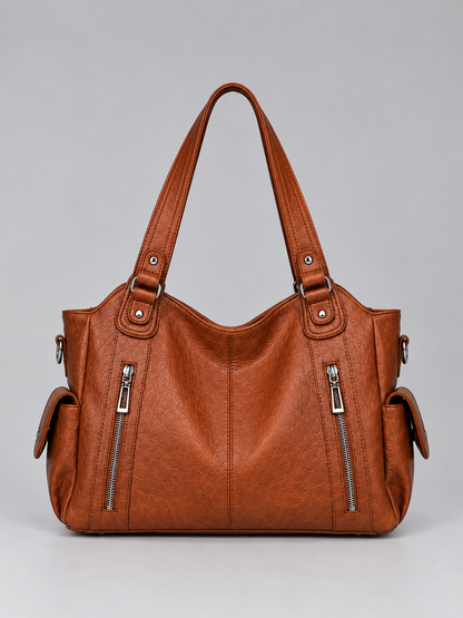Women's Spacious Multi Pocket Leather Tote Handbag