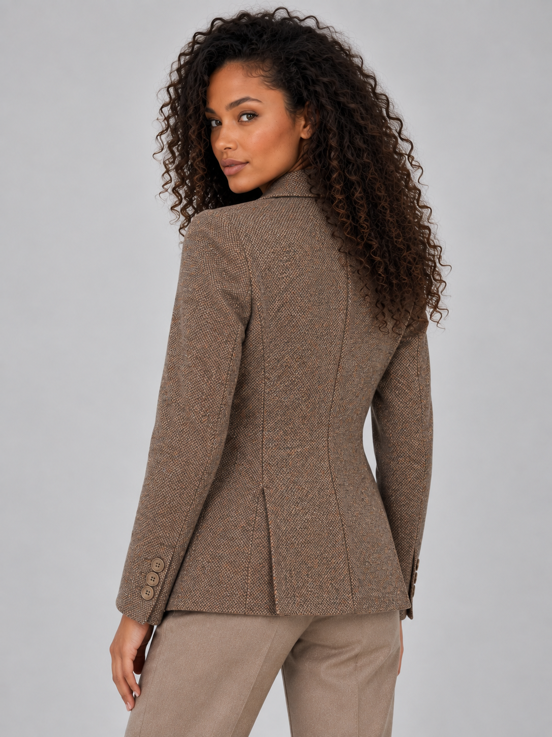 Women's Tailored Wool Blend Single Breasted Blazer Jacket