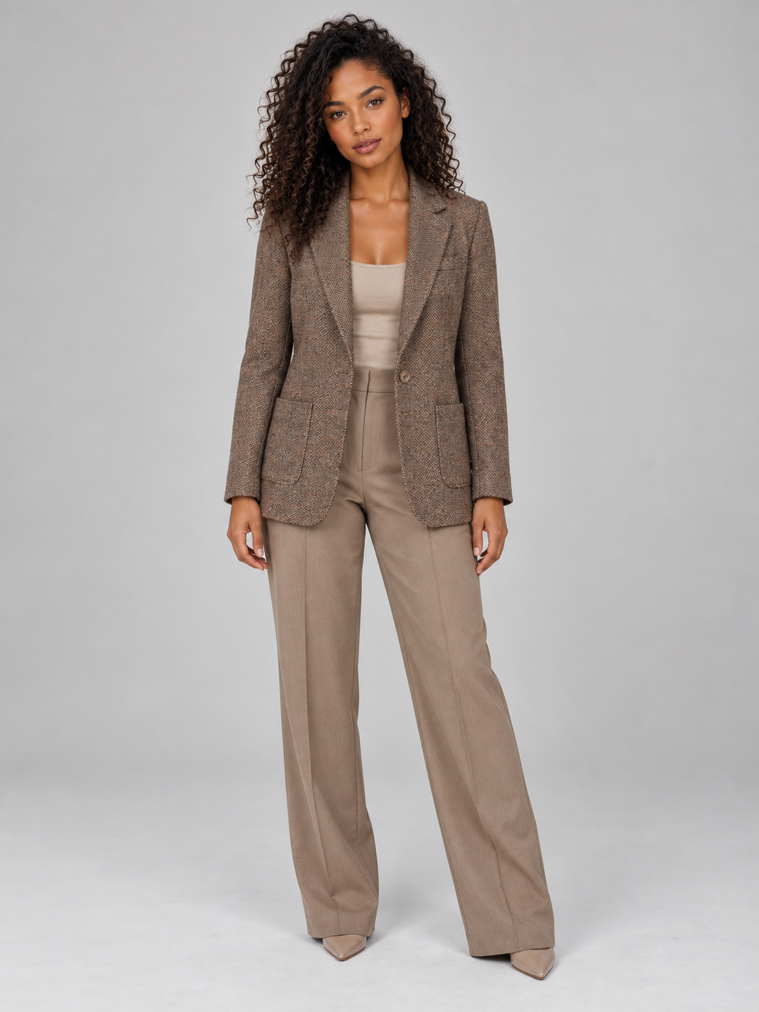 Women's Tailored Wool Blend Single Breasted Blazer Jacket