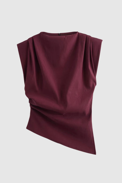 Women's Elegant Sleeveless Draped Fitted Top
