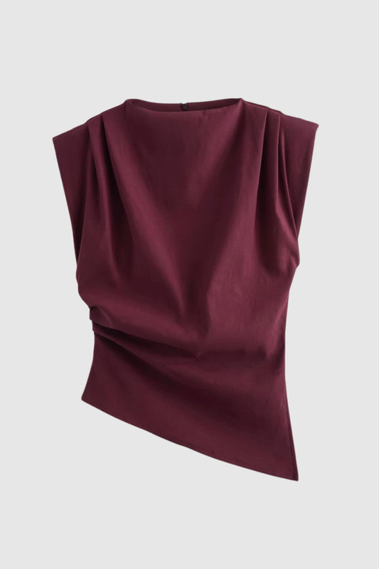 Women's Elegant Sleeveless Draped Fitted Top