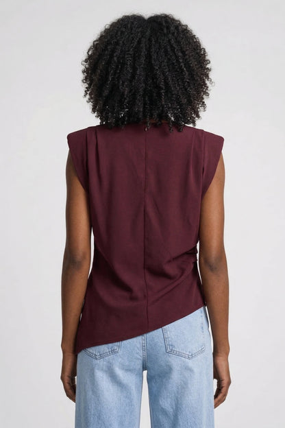 Women's Elegant Sleeveless Draped Fitted Top