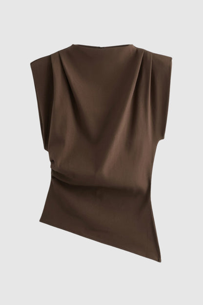 Women's Elegant Sleeveless Draped Fitted Top