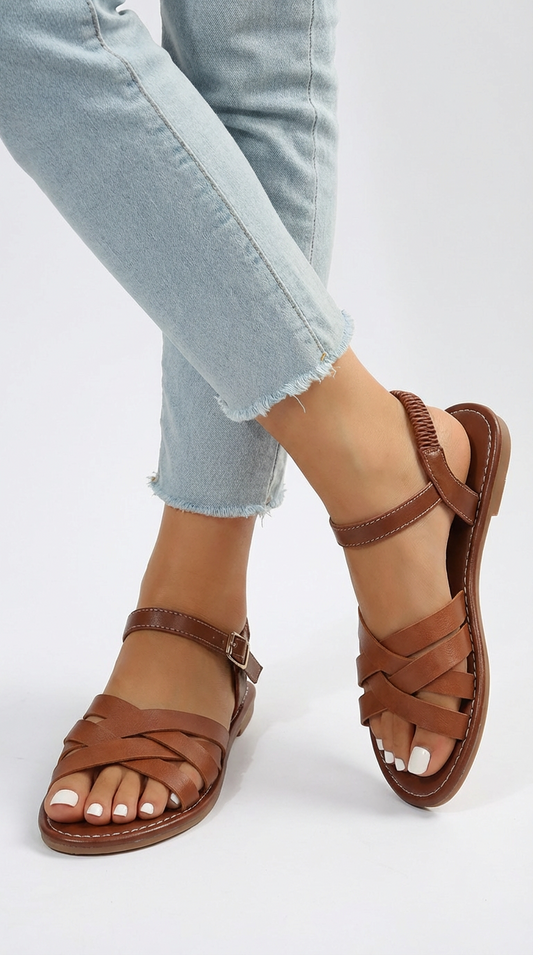 Women's Casual Strappy Open-Toe Leather Sandals