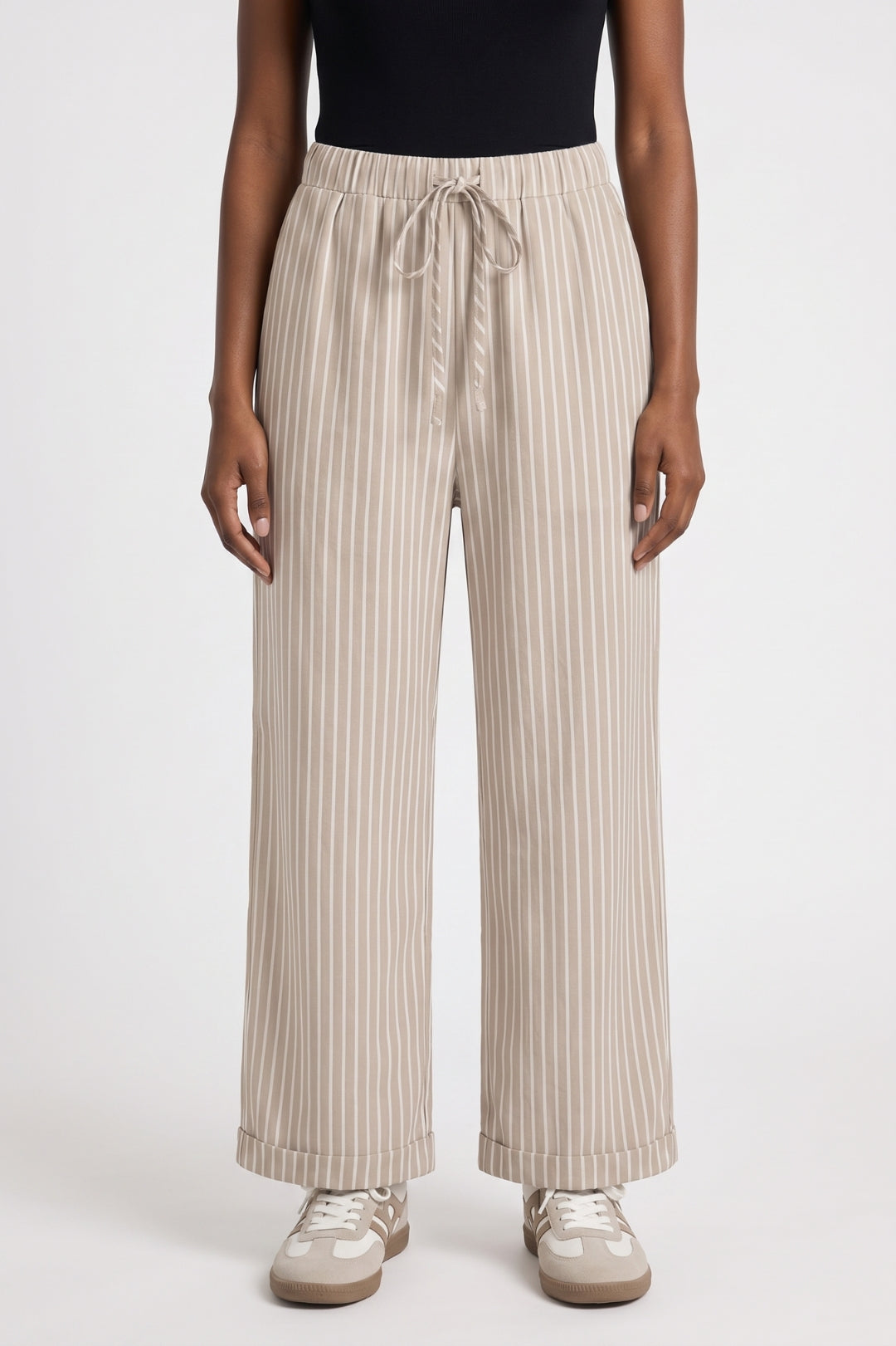 Women's Casual Striped Wide Leg Cotton Pants