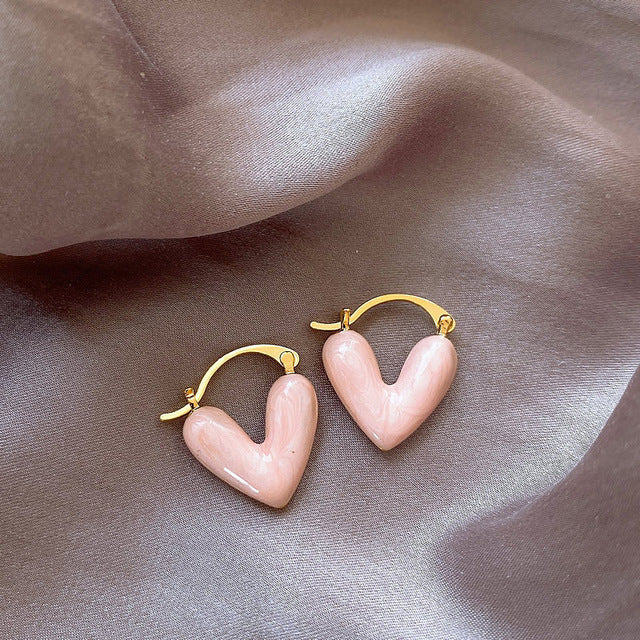 Trendy Love Heart Dangle Earrings for Ladies