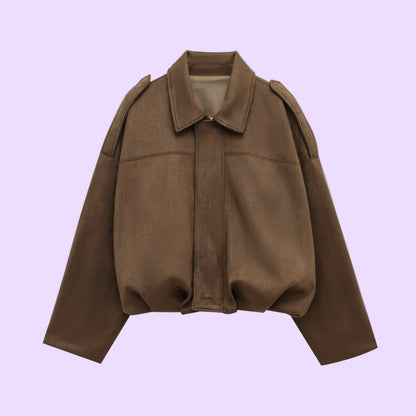 Soft Faux Suede Women's Bomber Jacket