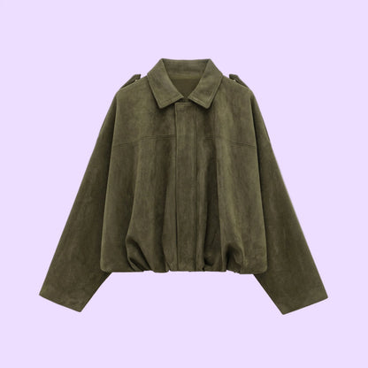 Soft Faux Suede Women's Bomber Jacket