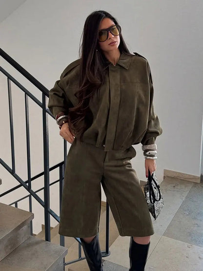 Classic Women's Suede Biker Jacket for Fall