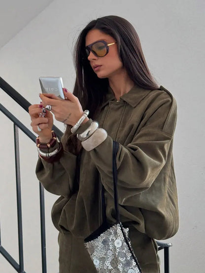 Classic Women's Suede Biker Jacket for Fall