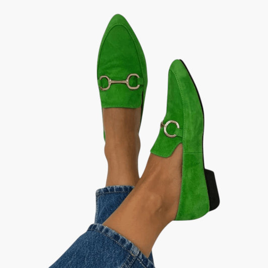 Women's Casual Suede Moccasin Shoes with Metallic Detail