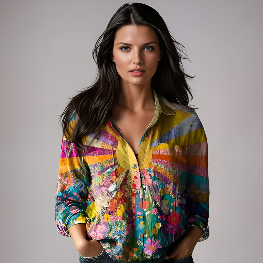 Casual Flower Print Women's Loose Fit Top - OutfitLondon