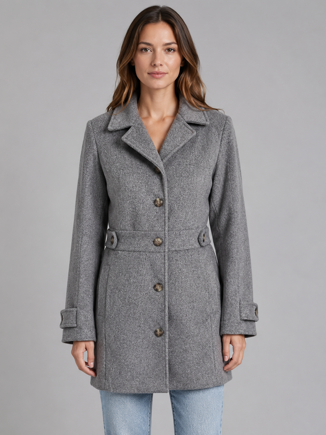 Women's Tailored Wool Blend Longline Button Coat