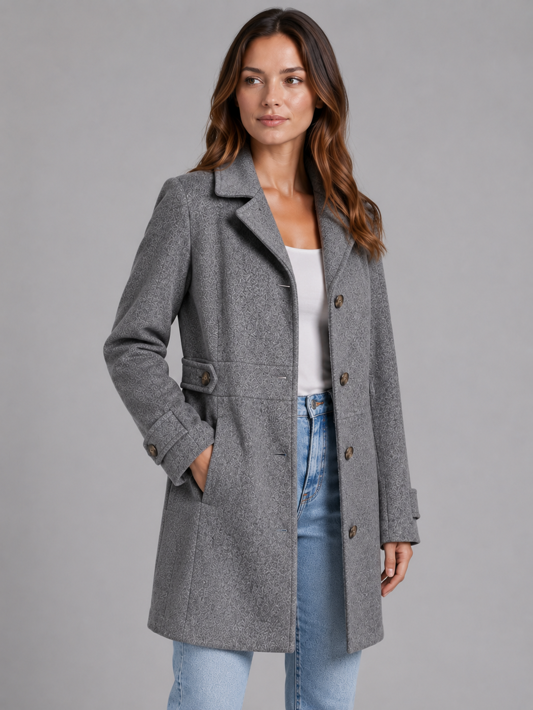 Women's Tailored Wool Blend Longline Button Coat