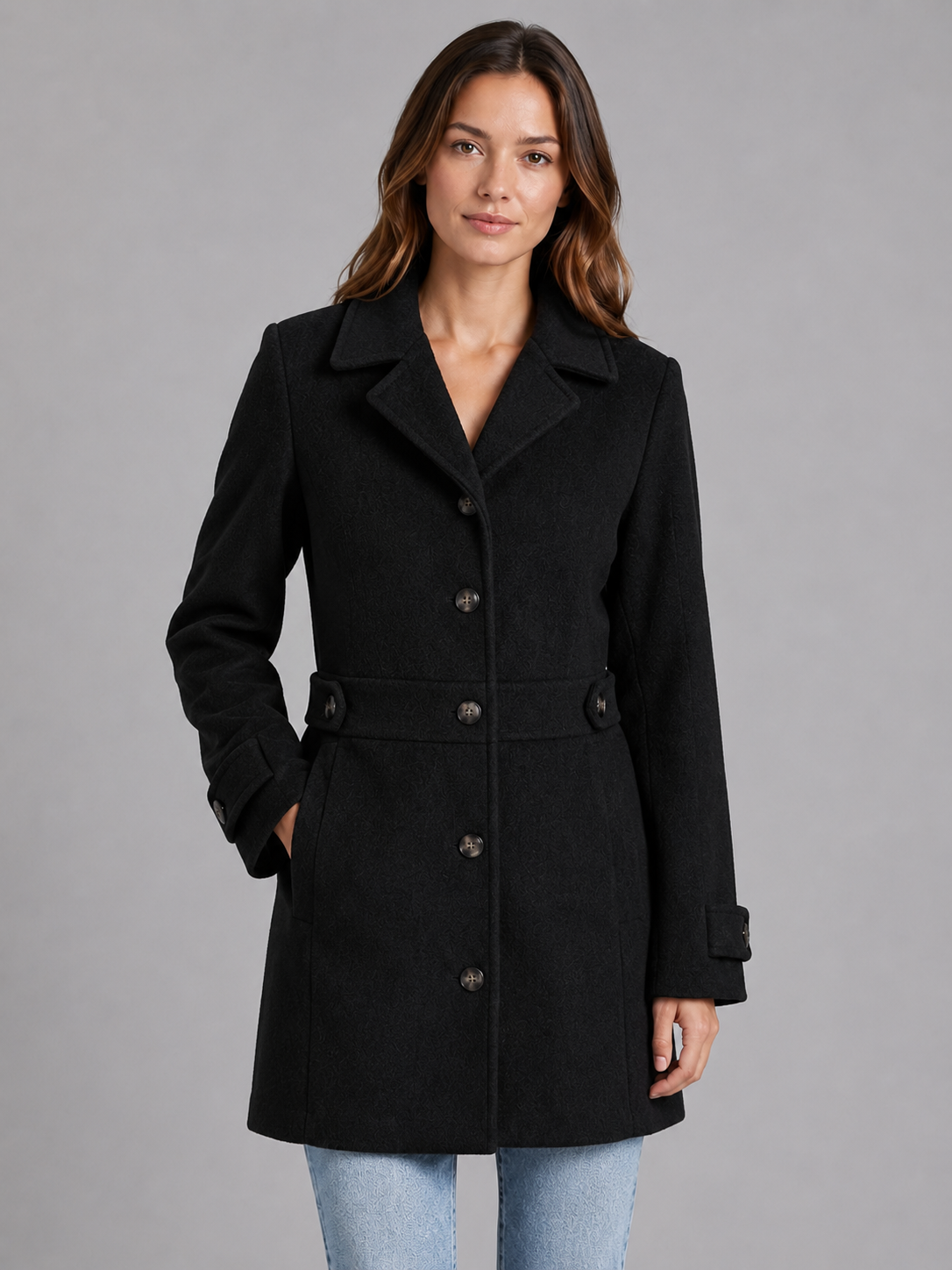 Women's Tailored Wool Blend Longline Button Coat