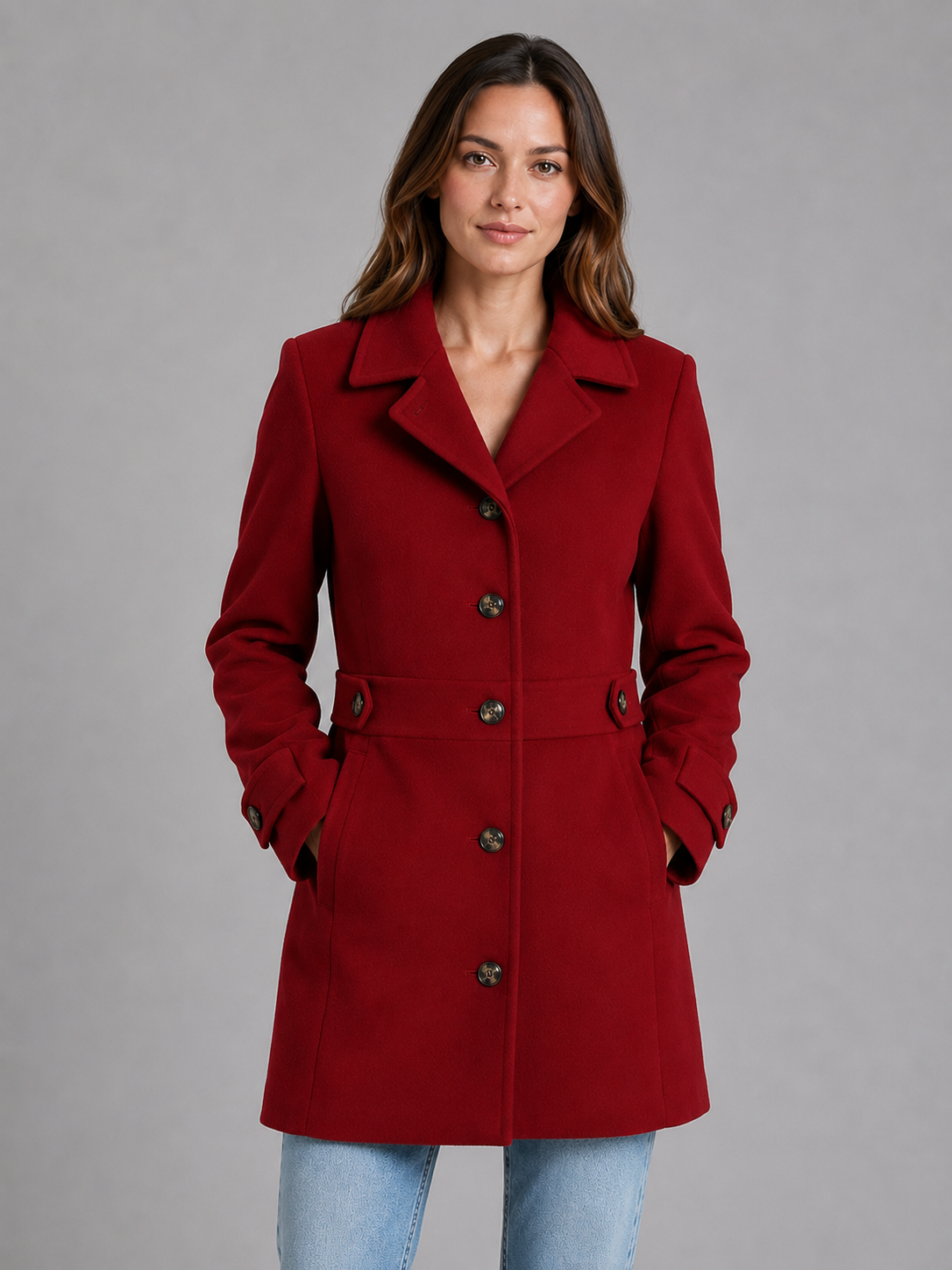 Women's Tailored Wool Blend Longline Button Coat