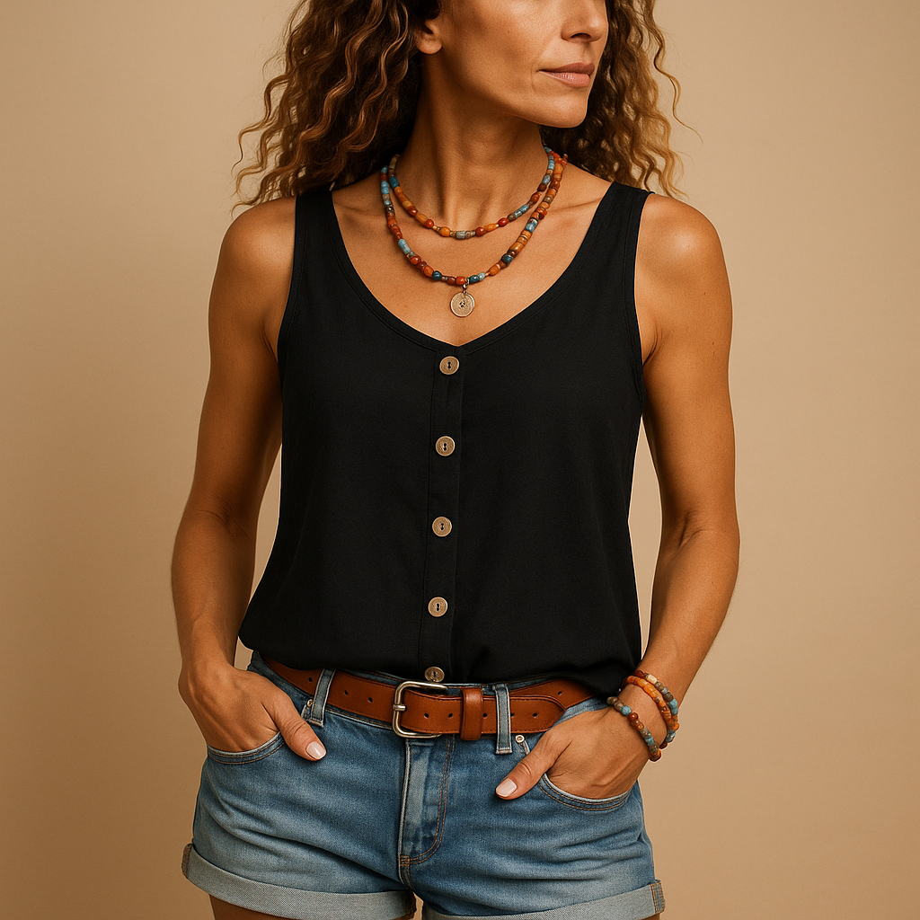 Women's Casual Lightweight Cotton V-Neck Tank Top