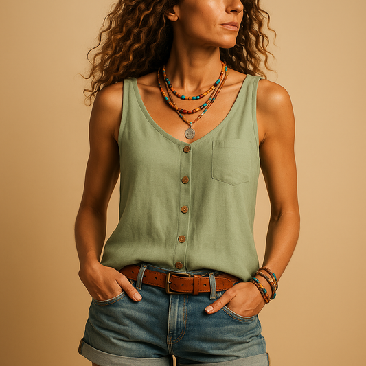 Women's Casual Lightweight Cotton V-Neck Tank Top
