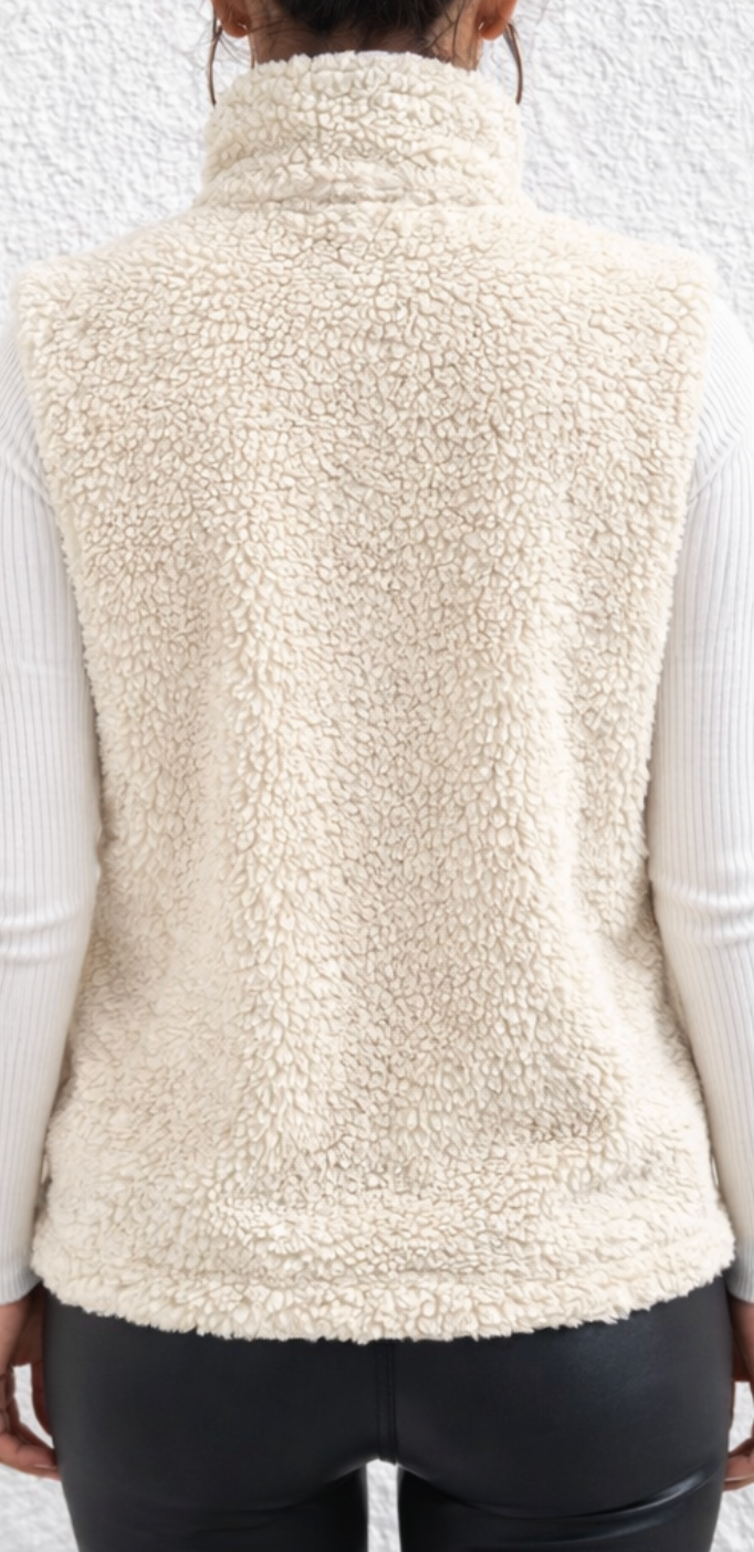 Women's Casual Teddy Fleece Zip-Up Vest