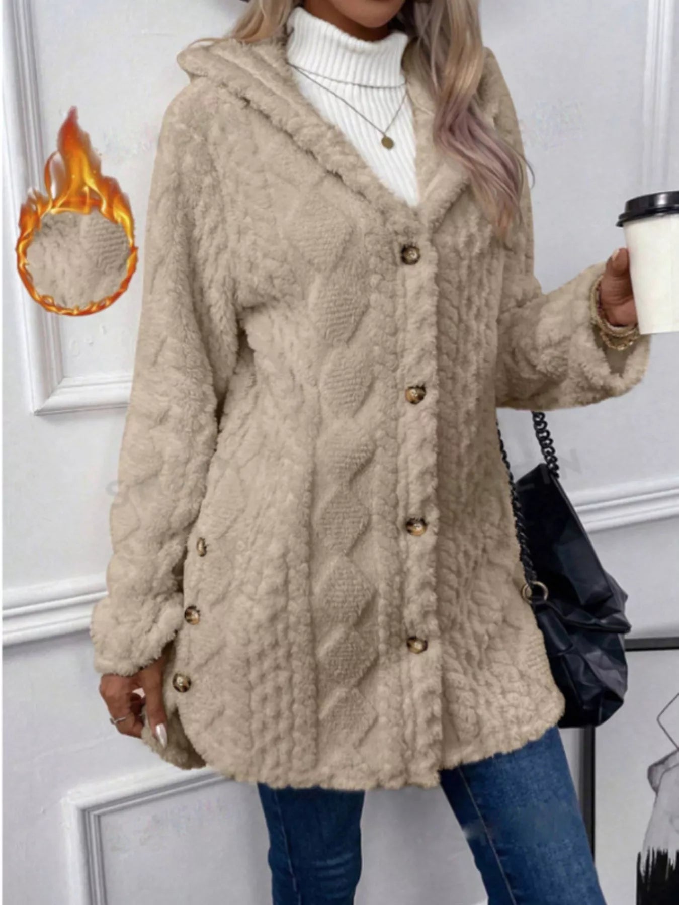 Warm Winter Coat with Buttons for Women