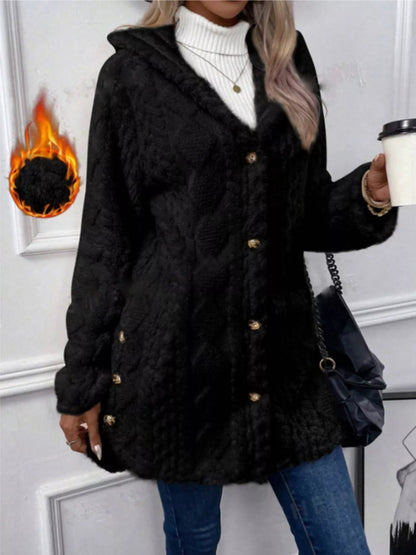 Warm Winter Coat with Buttons for Women - OutfitLondon