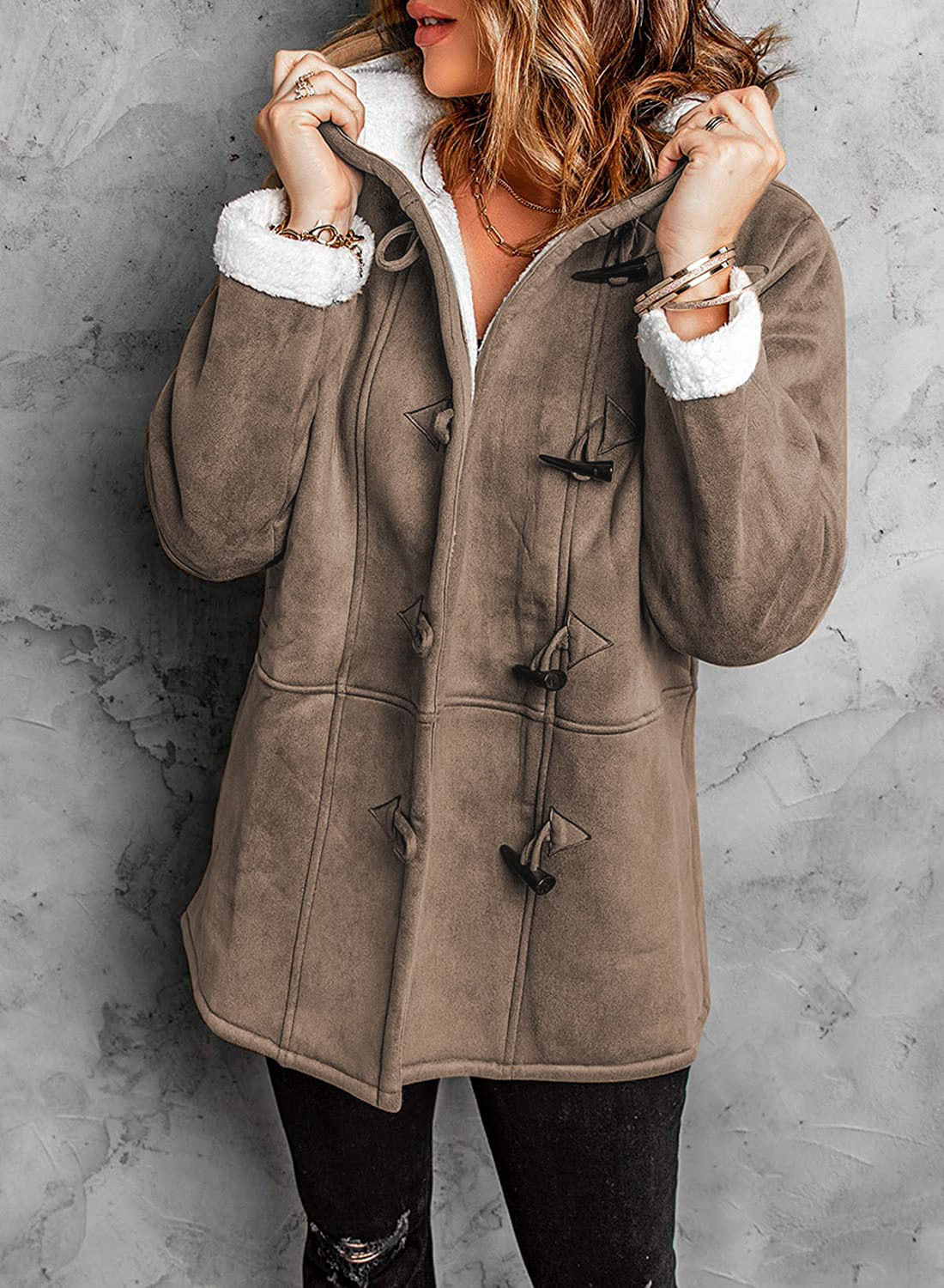 Women's Faux Suede Parka Coat with Soft Insulation