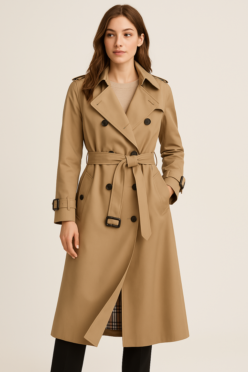 Classic Double Breasted Ladies Trench Coat
