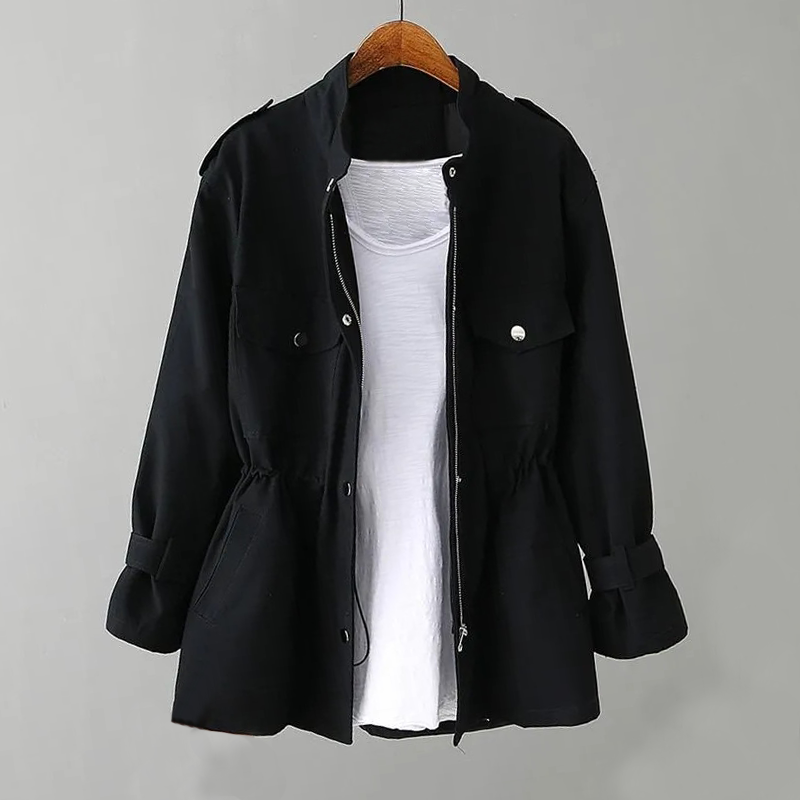 Classic Women's Trench Coat - Waterproof Slim Fit Jacket - OutfitLondon